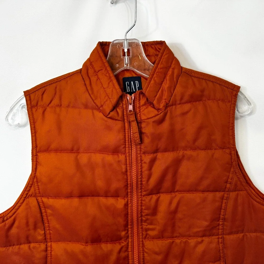 GAP Medium Puffer Vest VTG Y2K Burnt Orange Quilted Full Zip Fall Boho 1700‎
